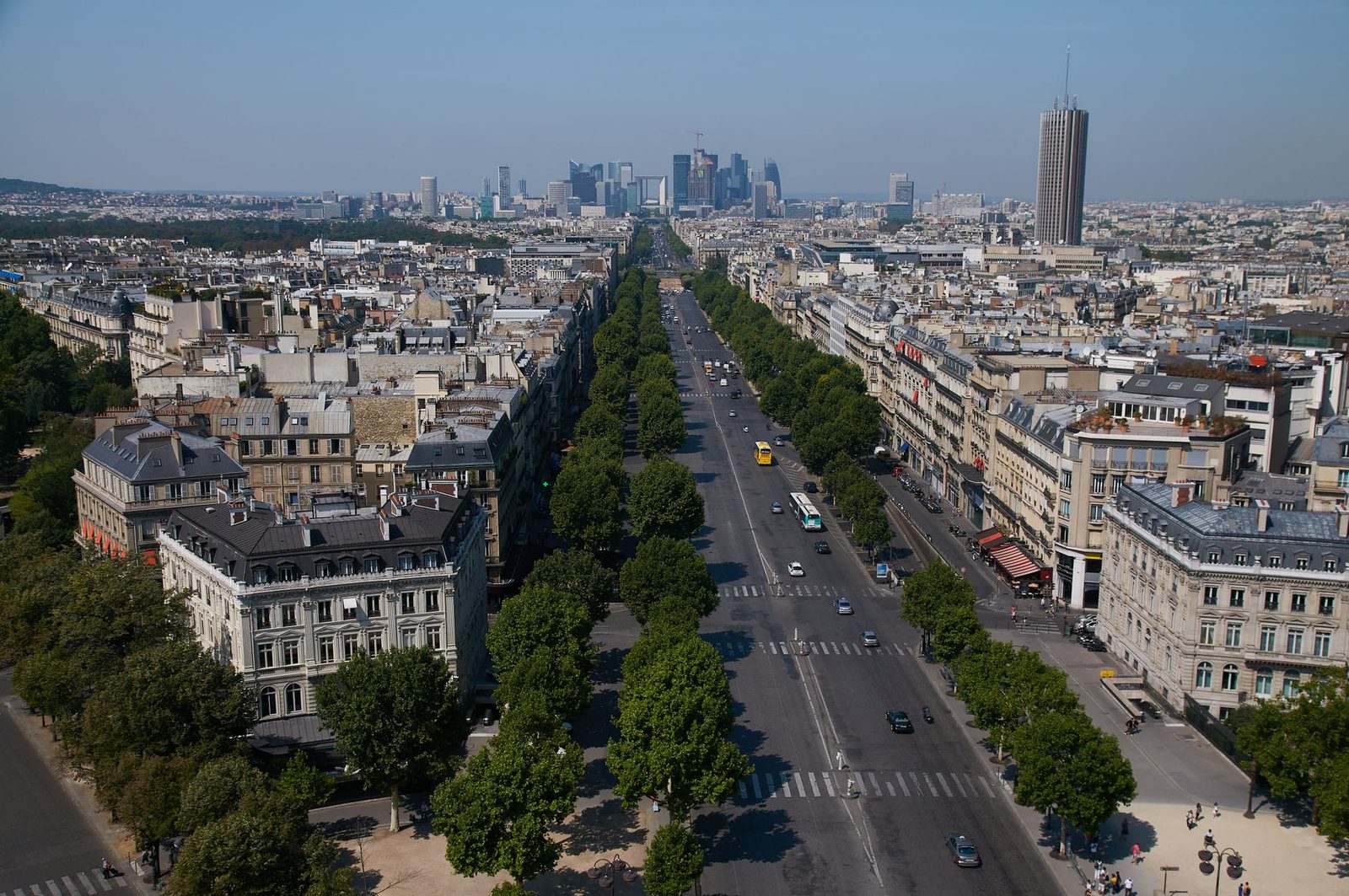 An aerial view of Foch Avenue in Paris, showcasing urban architecture and cityscape during the day.